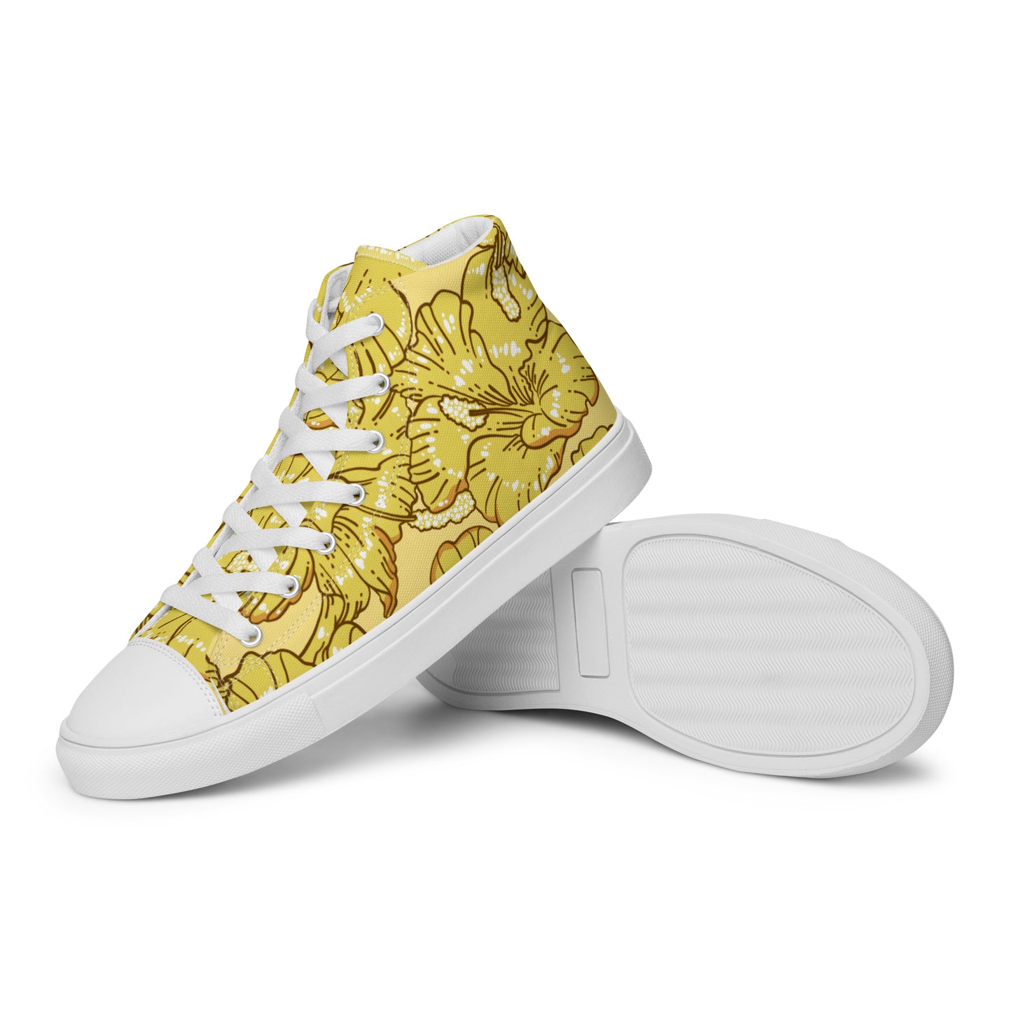 Gold Hibiscus Men’s High Top Shoes