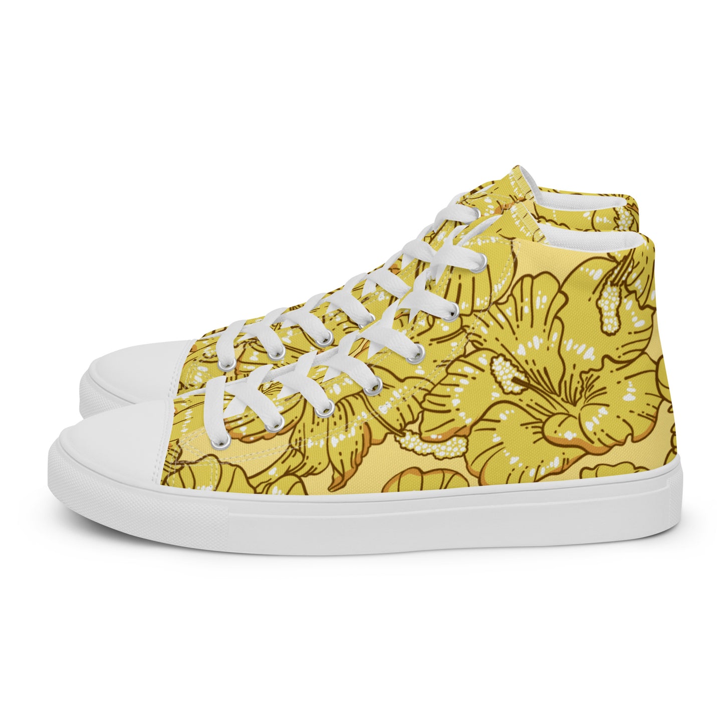 Gold Hibiscus Men’s High Top Shoes