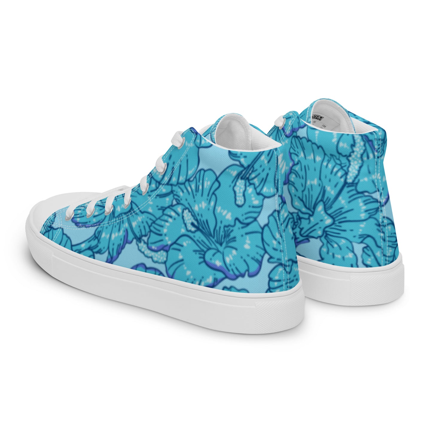 Blue Hibiscus Men’s High Top Canvas Shoes