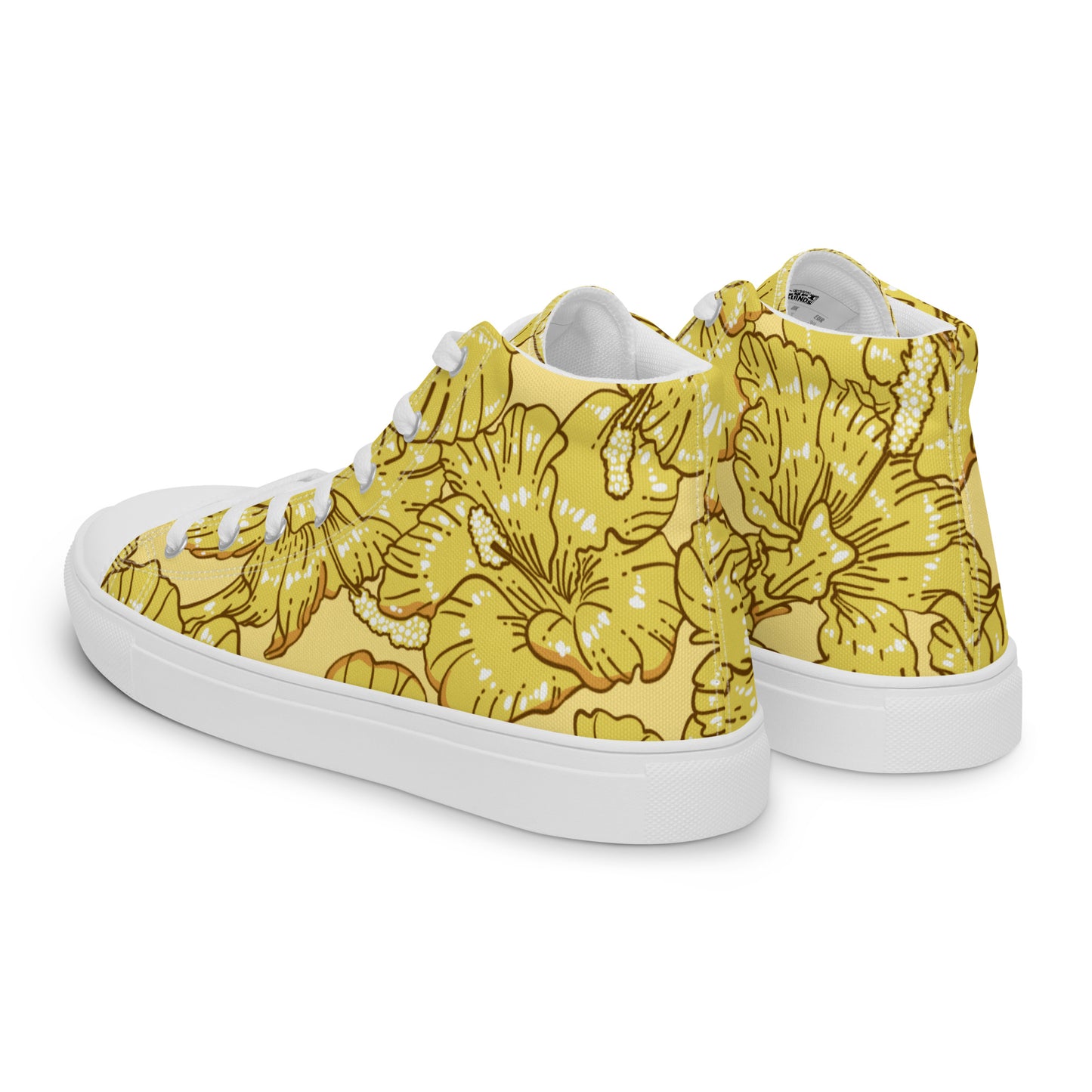 Gold Hibiscus Men’s High Top Shoes