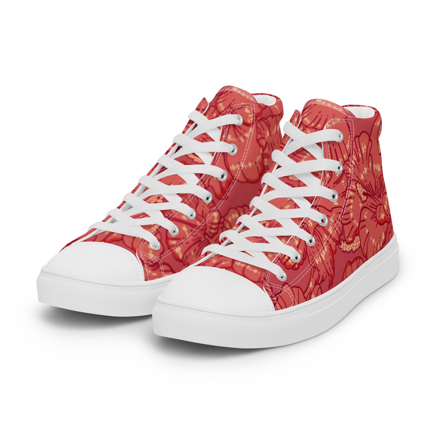 Red Hibiscus Men’s High Top Shoes