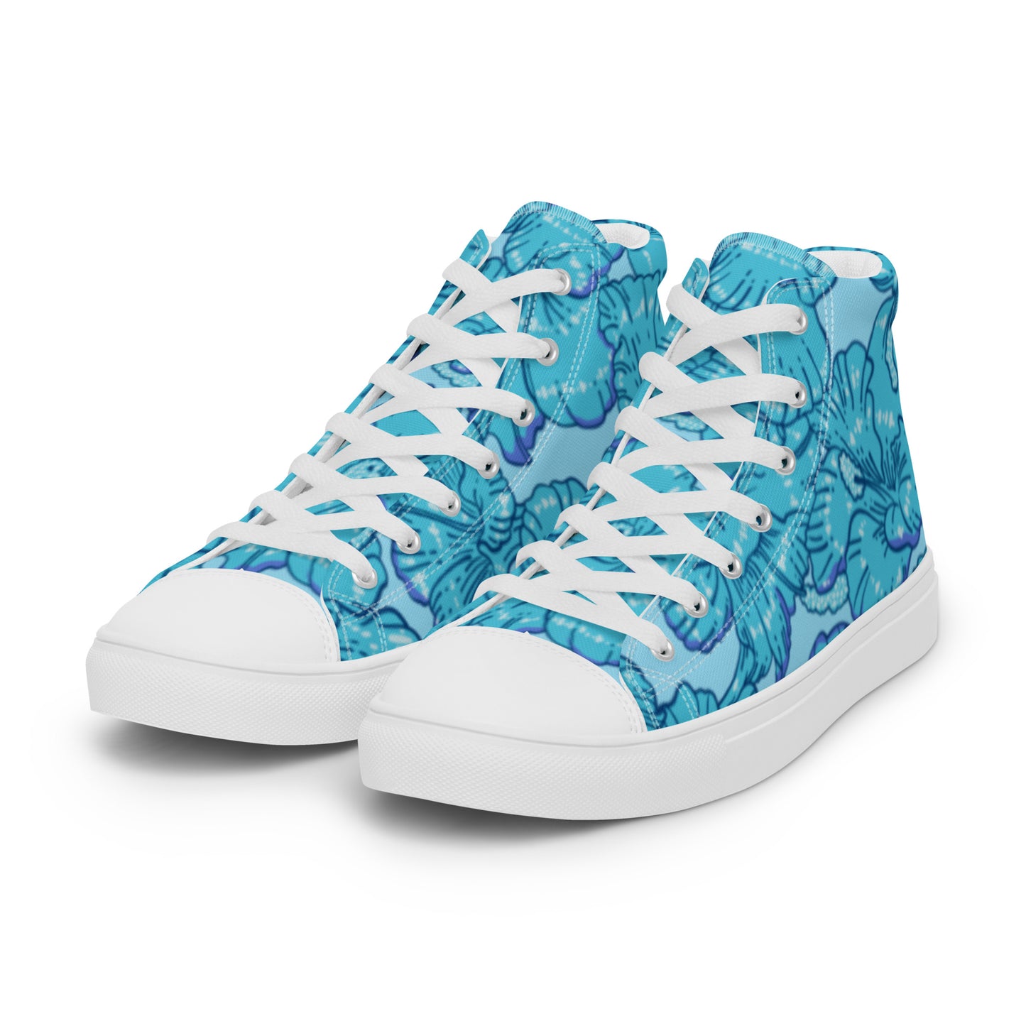 Blue Hibiscus Men’s High Top Canvas Shoes