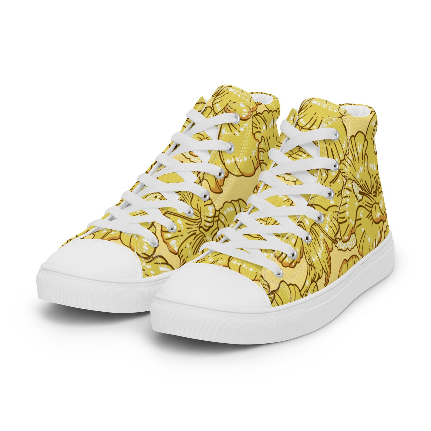 Gold Hibiscus Men’s High Top Shoes