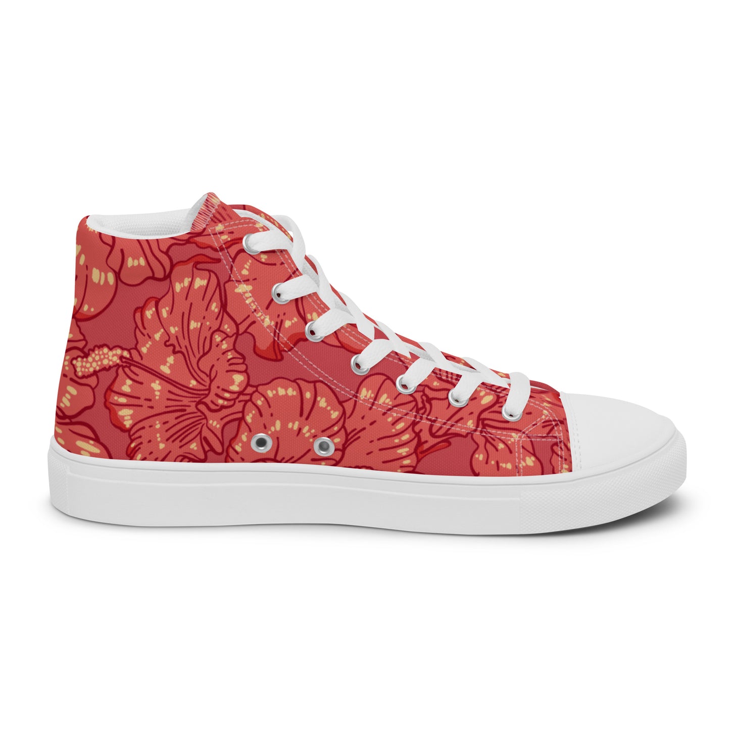 Red Hibiscus Men’s High Top Shoes