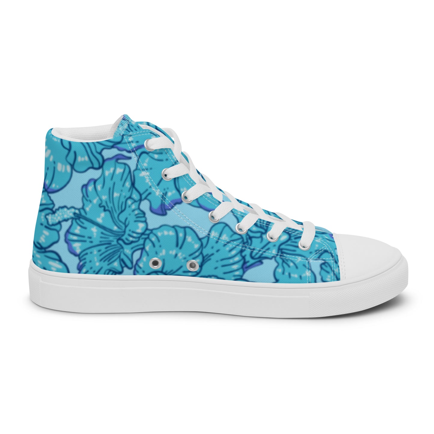 Blue Hibiscus Men’s High Top Canvas Shoes