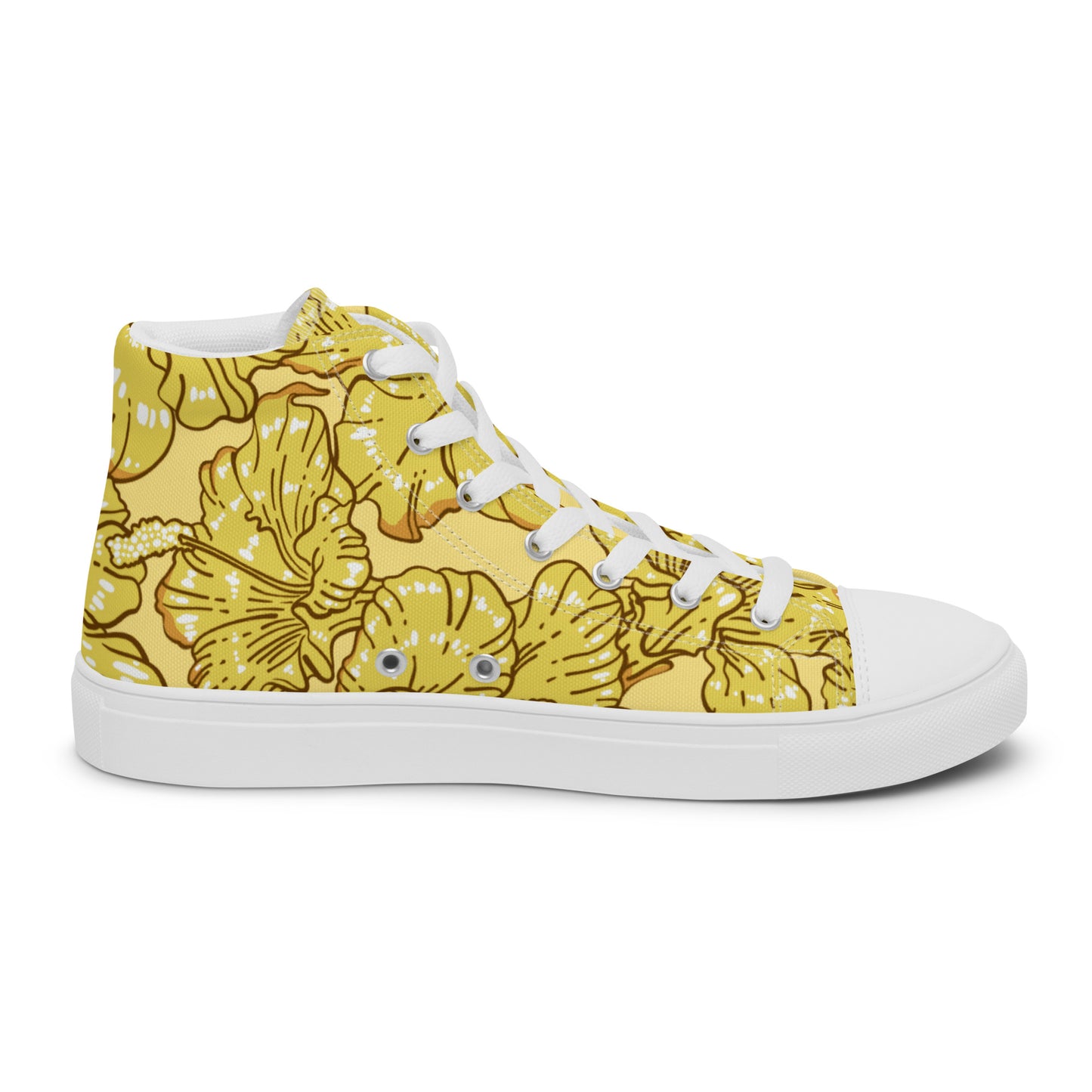 Gold Hibiscus Men’s High Top Shoes