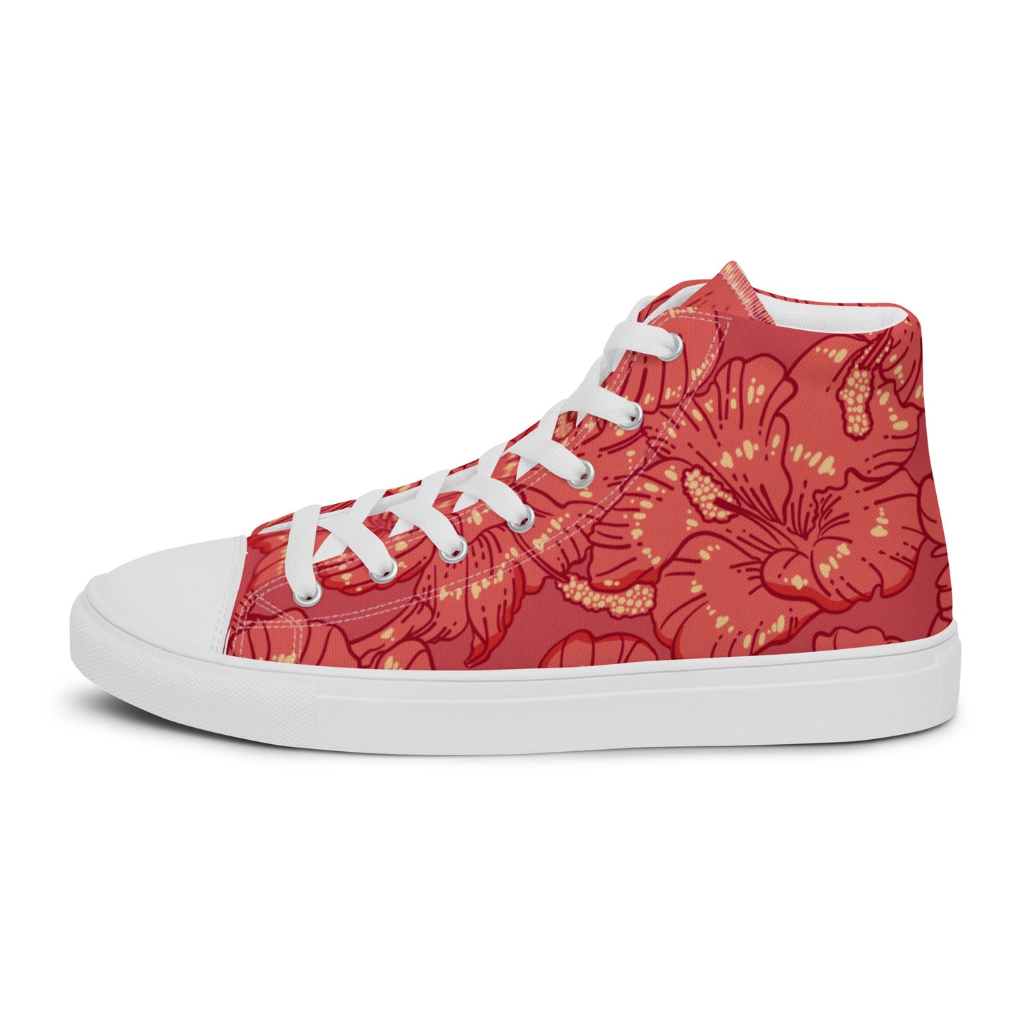 Red Hibiscus Men’s High Top Shoes