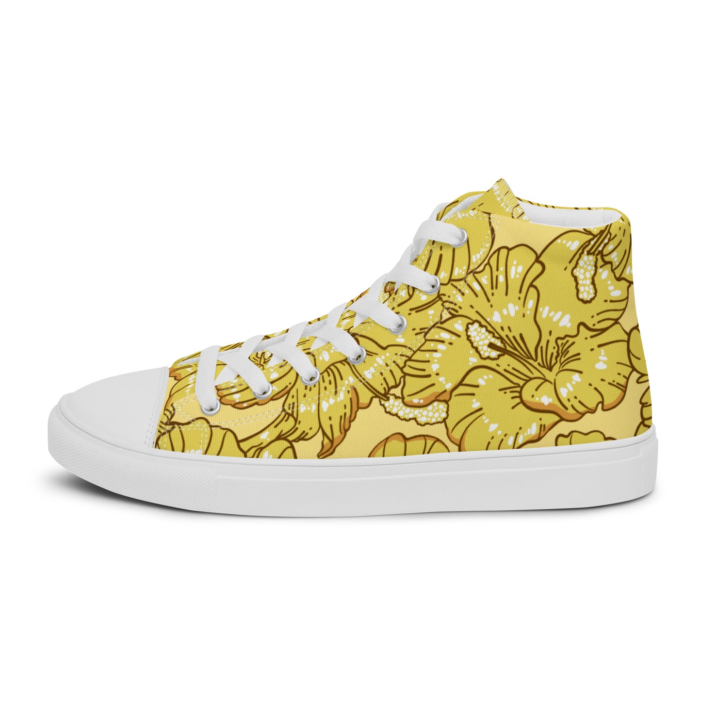 Gold Hibiscus Men’s High Top Shoes