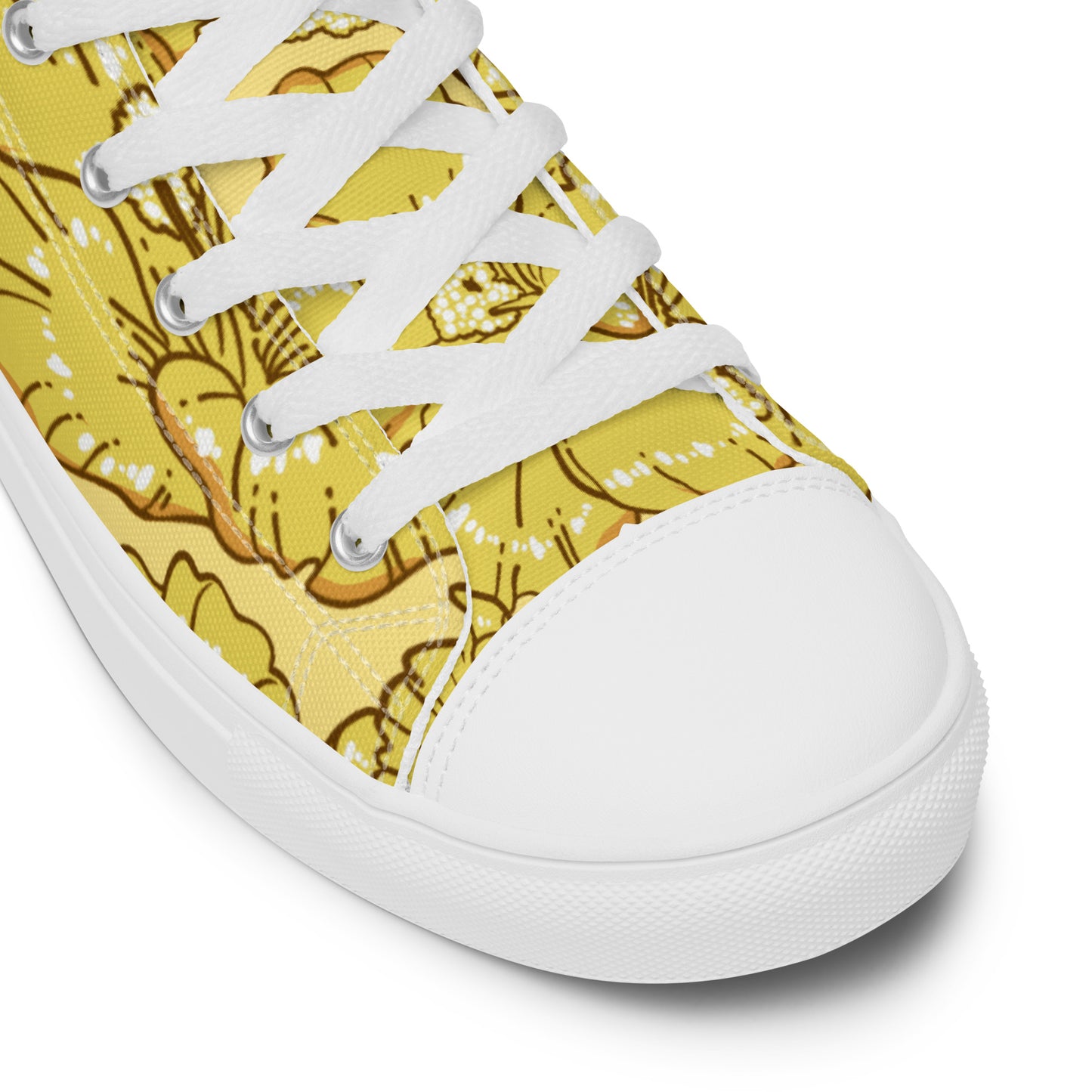 Gold Hibiscus Men’s High Top Shoes