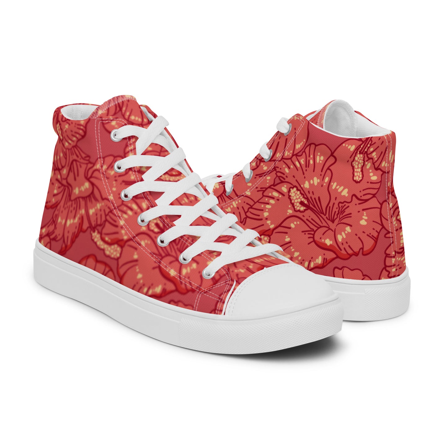 Red Hibiscus Men’s High Top Shoes