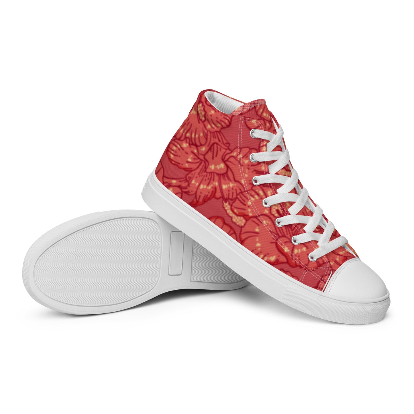 Red Hibiscus Men’s High Top Shoes