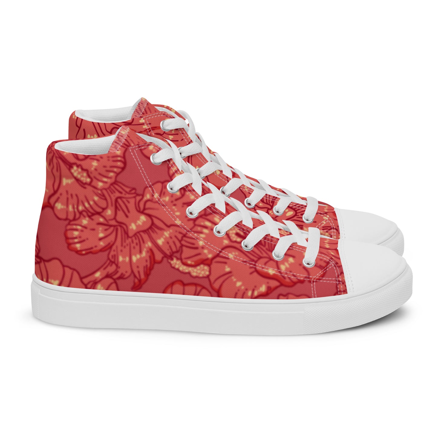 Red Hibiscus Men’s High Top Shoes