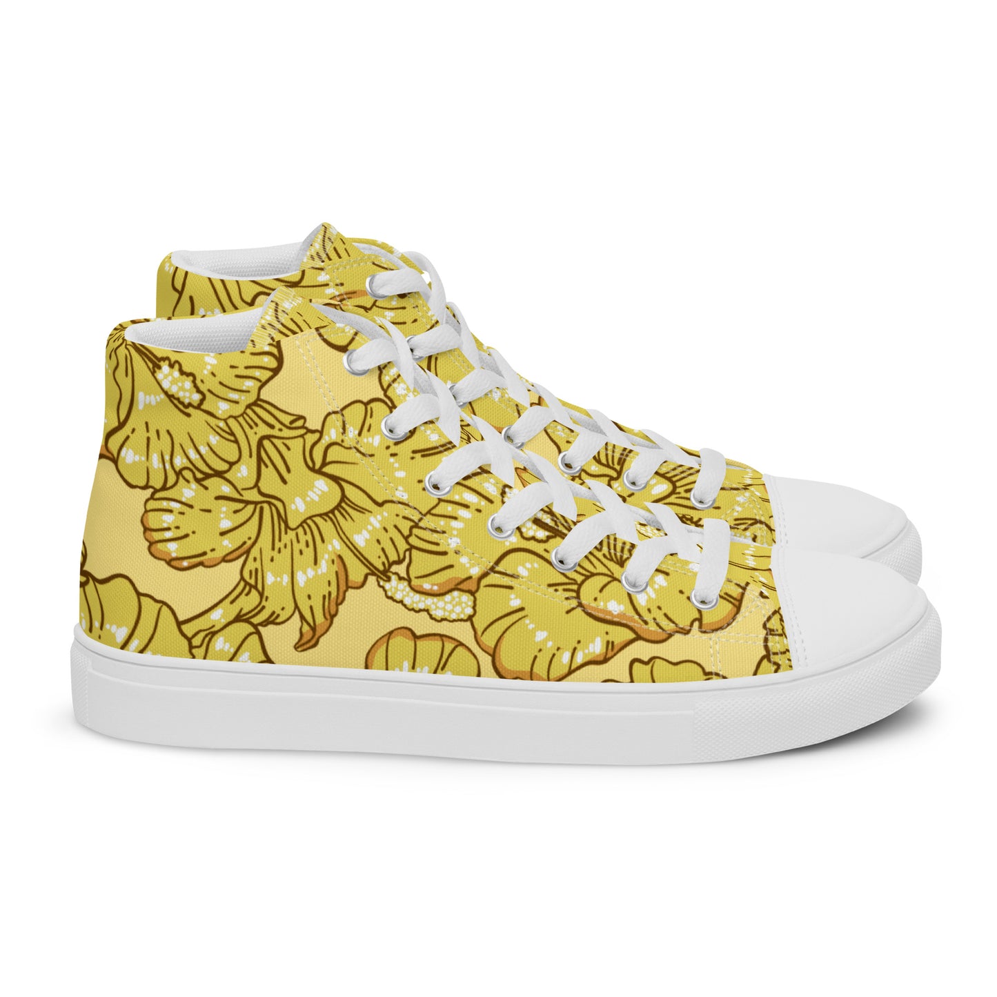 Gold Hibiscus Men’s High Top Shoes