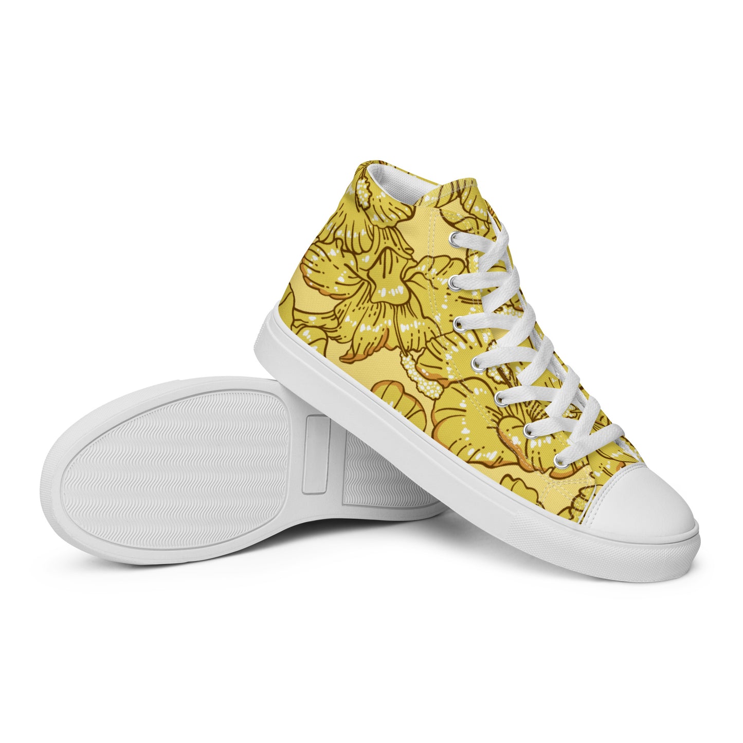 Gold Hibiscus Men’s High Top Shoes