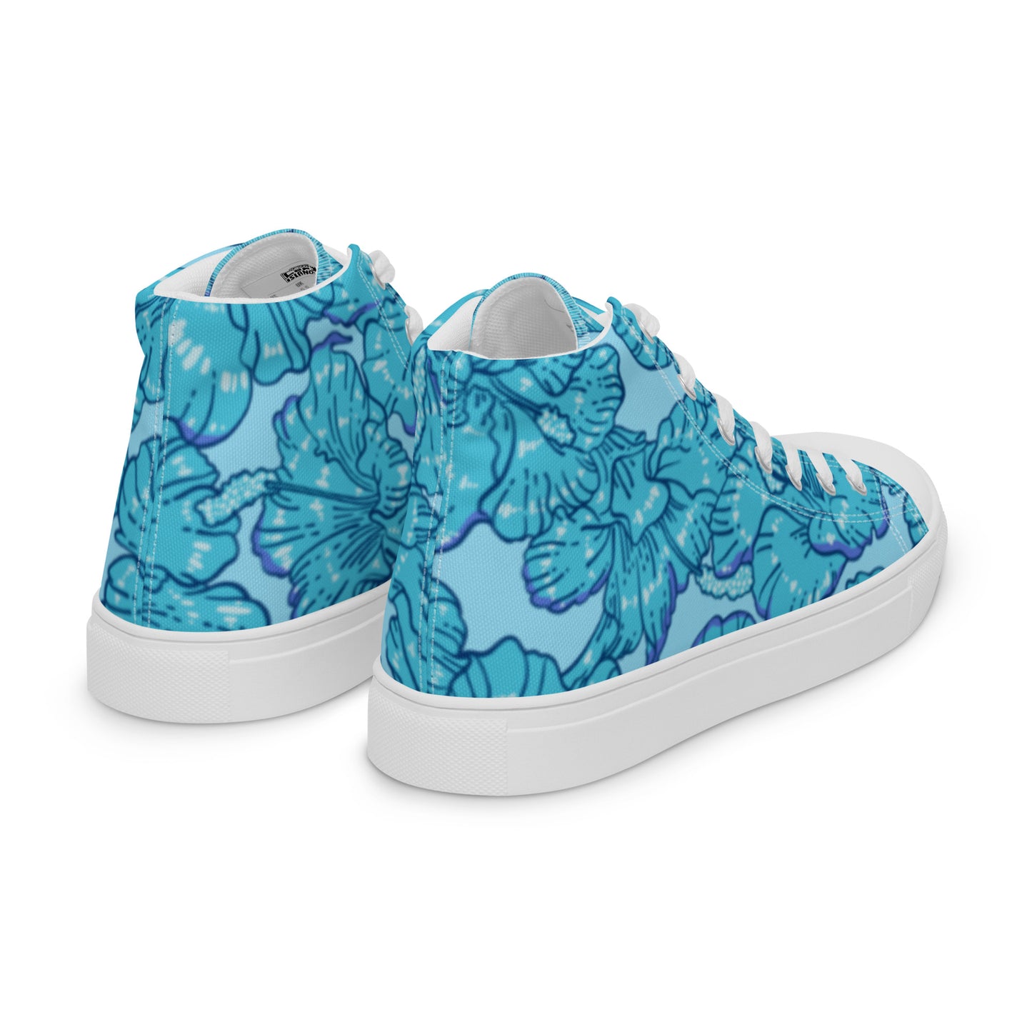 Blue Hibiscus Men’s High Top Canvas Shoes