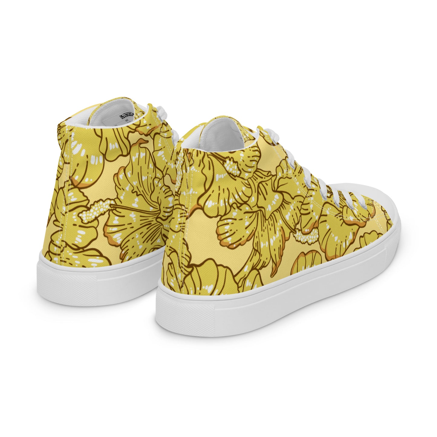 Gold Hibiscus Men’s High Top Shoes