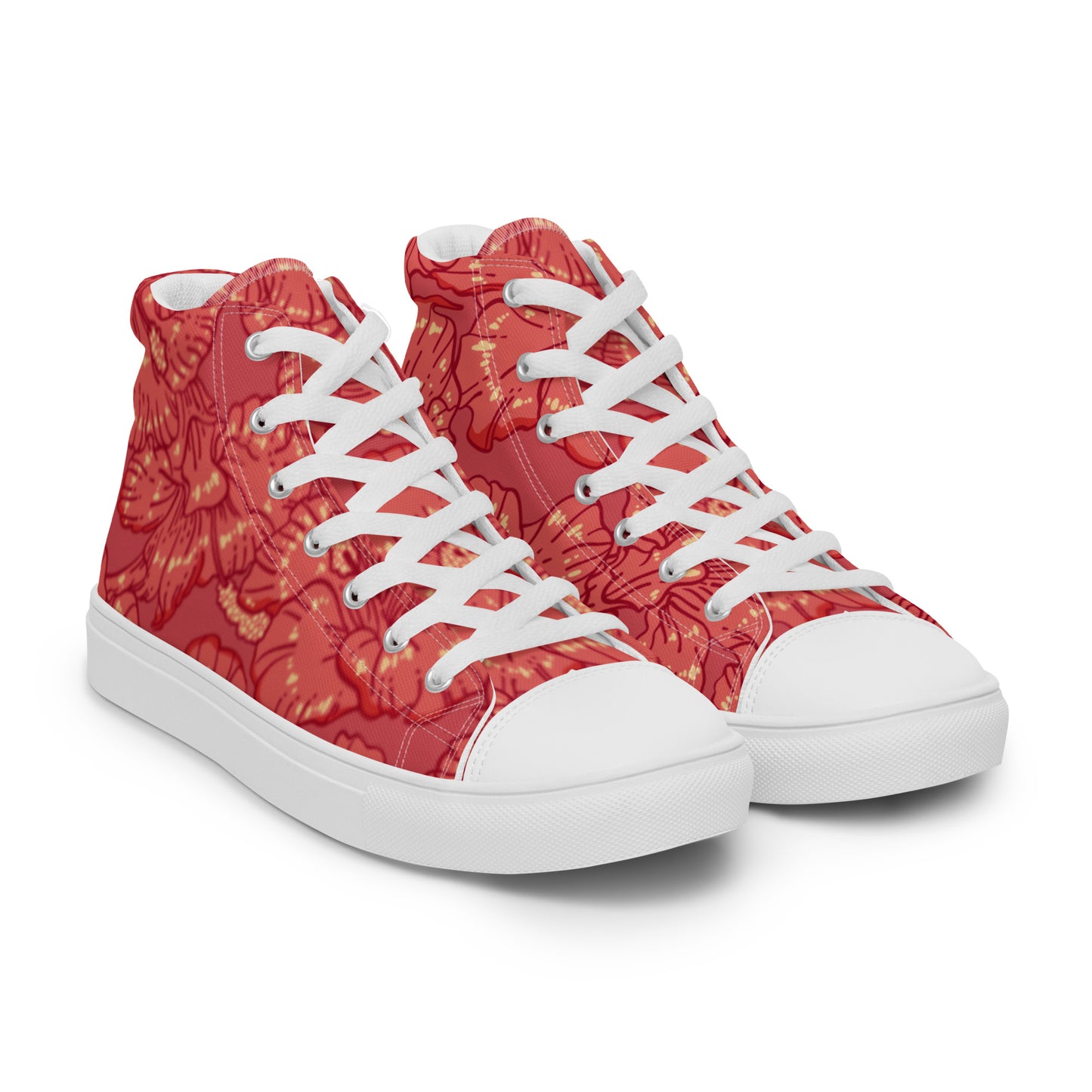 Red Hibiscus Men’s High Top Shoes