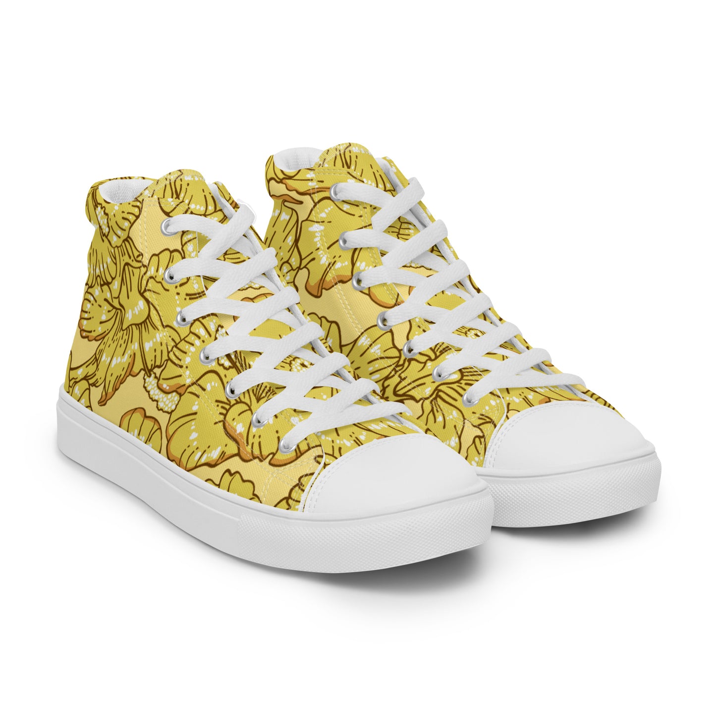 Gold Hibiscus Men’s High Top Shoes