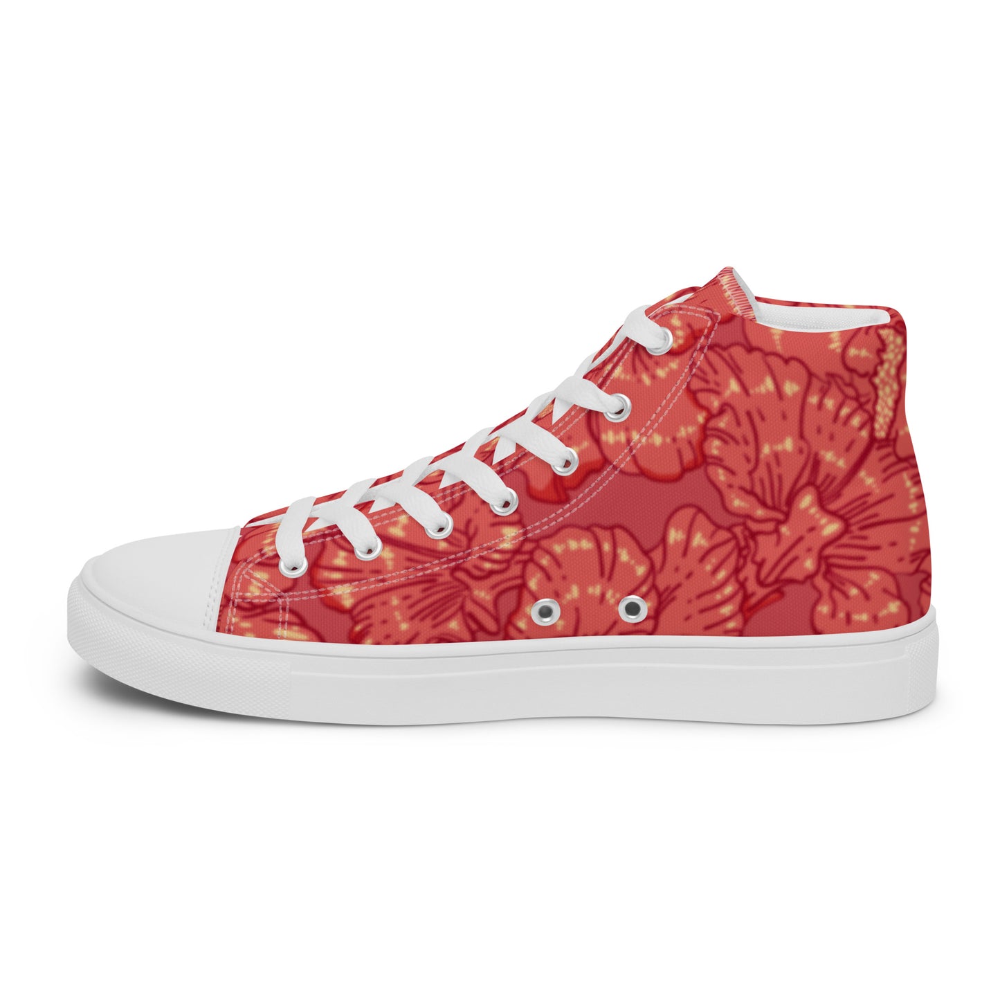 Red Hibiscus Men’s High Top Shoes