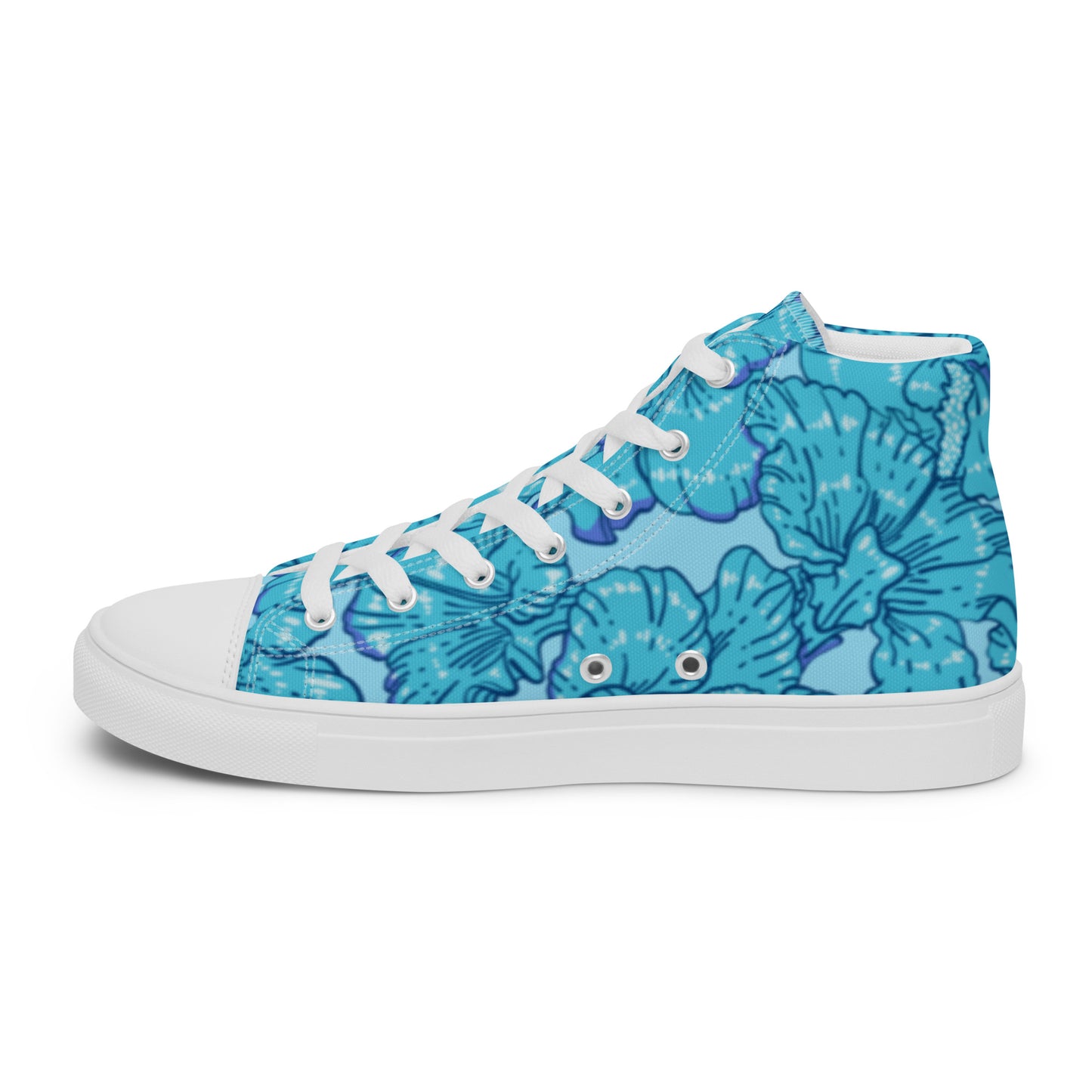 Blue Hibiscus Men’s High Top Canvas Shoes