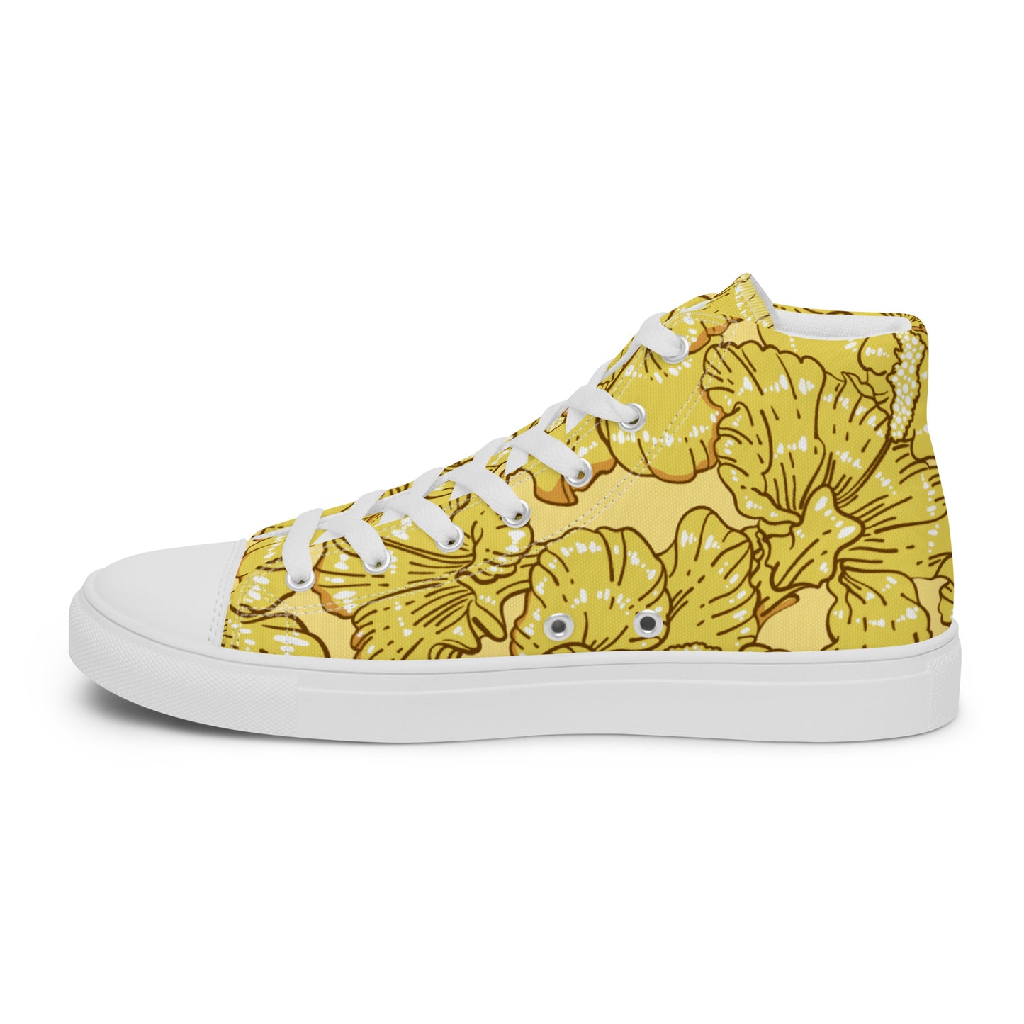 Gold Hibiscus Men’s High Top Shoes