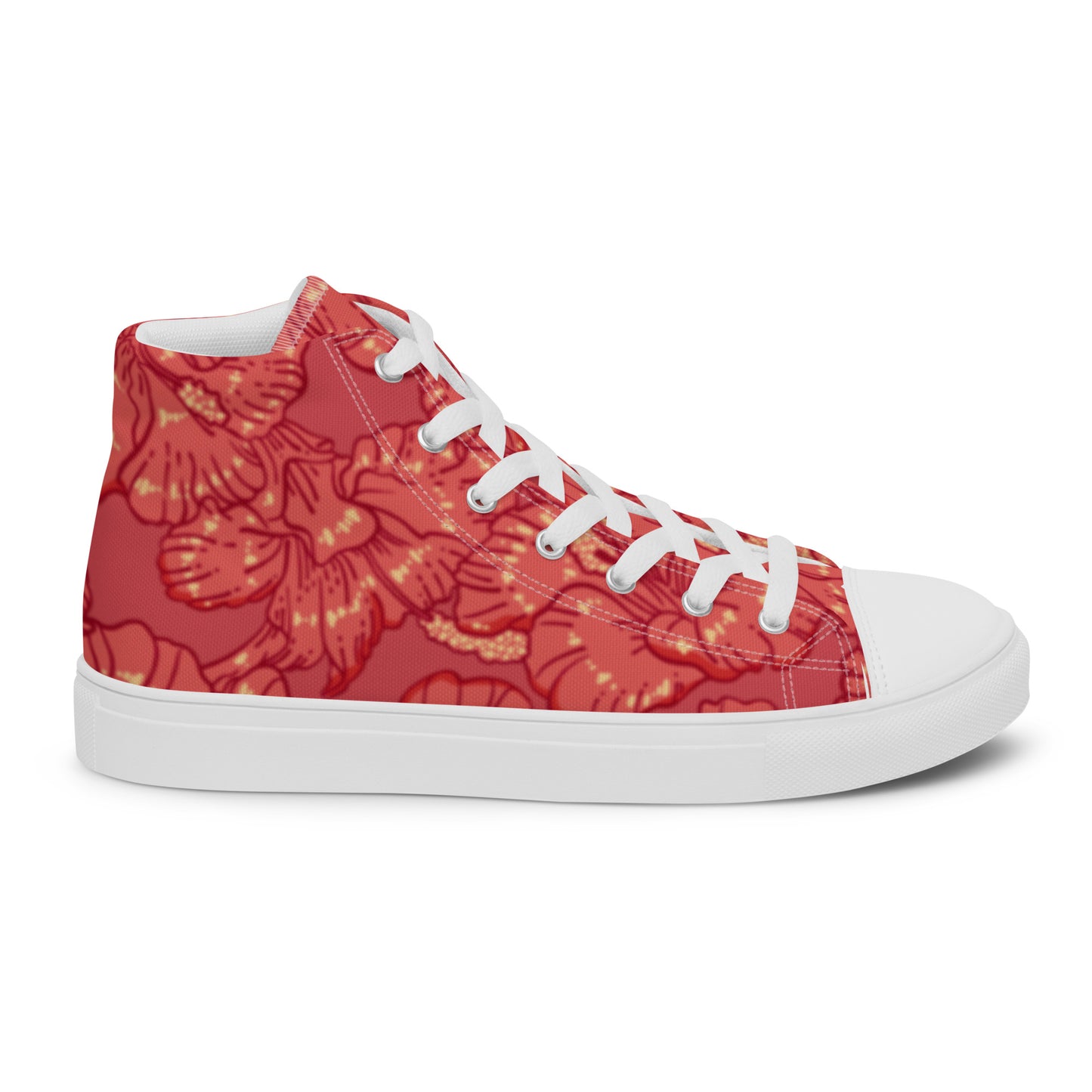 Red Hibiscus Men’s High Top Shoes