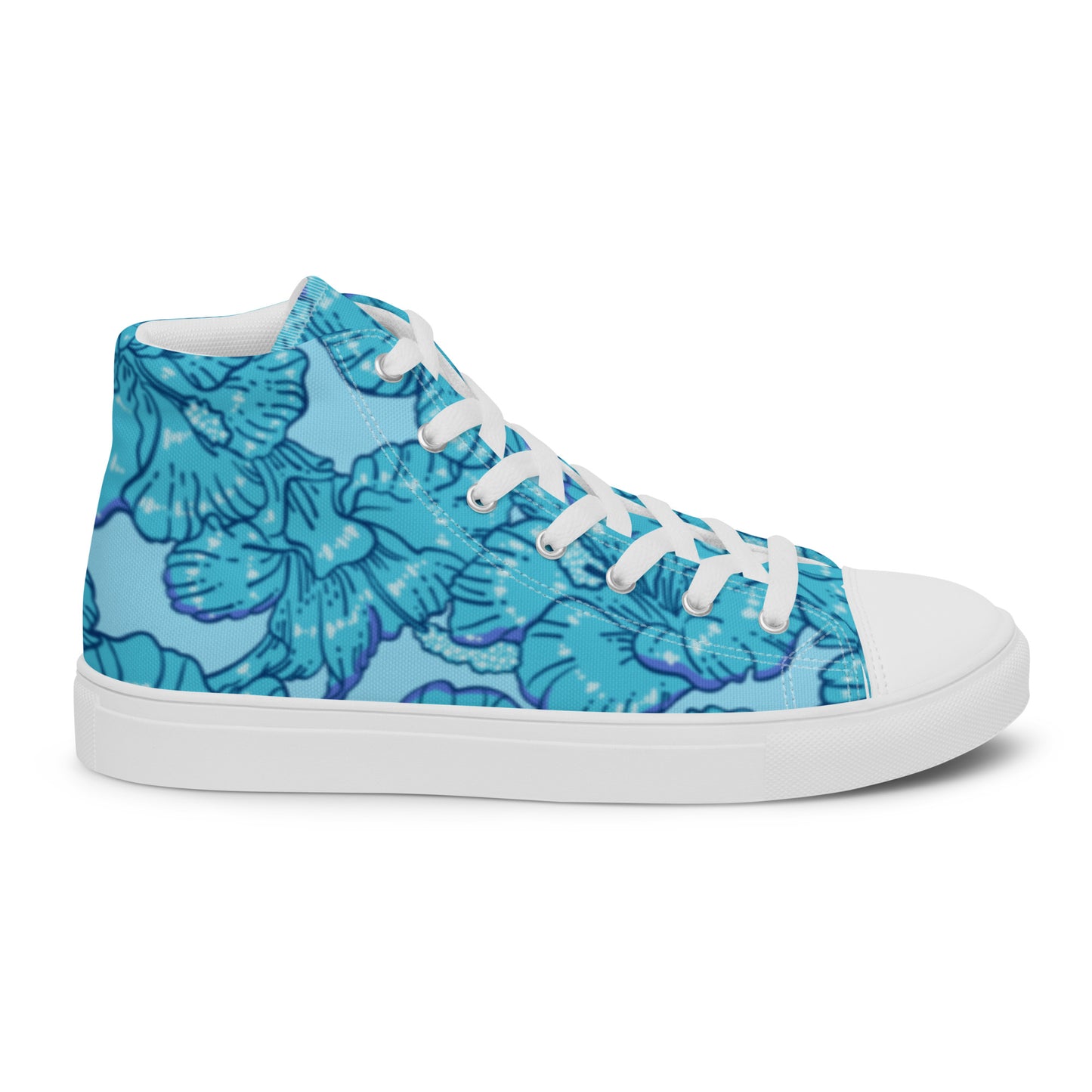 Blue Hibiscus Men’s High Top Canvas Shoes