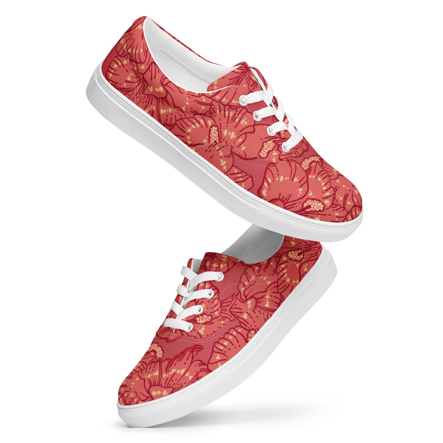 Red Hibiscus Men’s Lace-Up Shoes