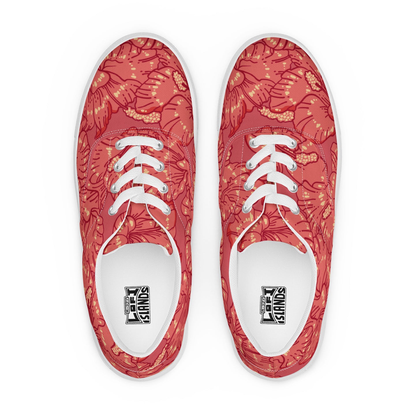 Red Hibiscus Men’s Lace-Up Shoes