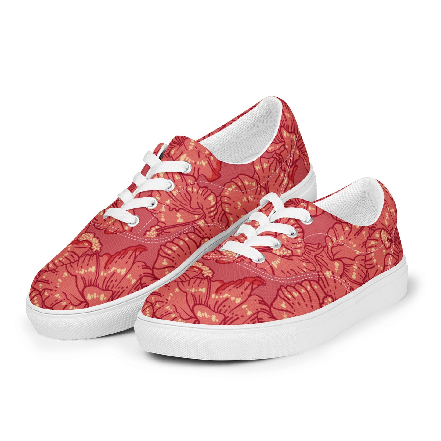 Red Hibiscus Men’s Lace-Up Shoes