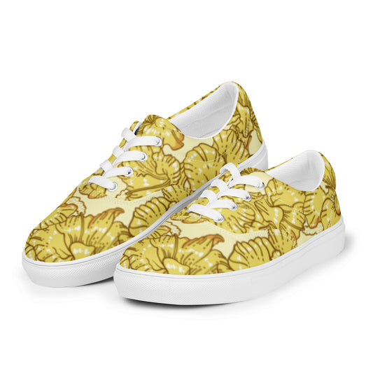 Gold Hibiscus Men’s Lace-Up Shoes