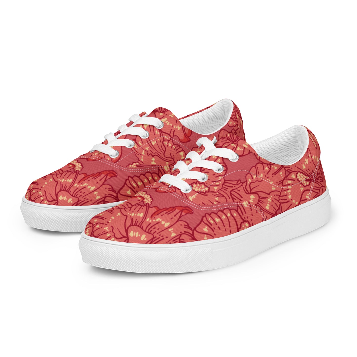 Red Hibiscus Men’s Lace-Up Shoes