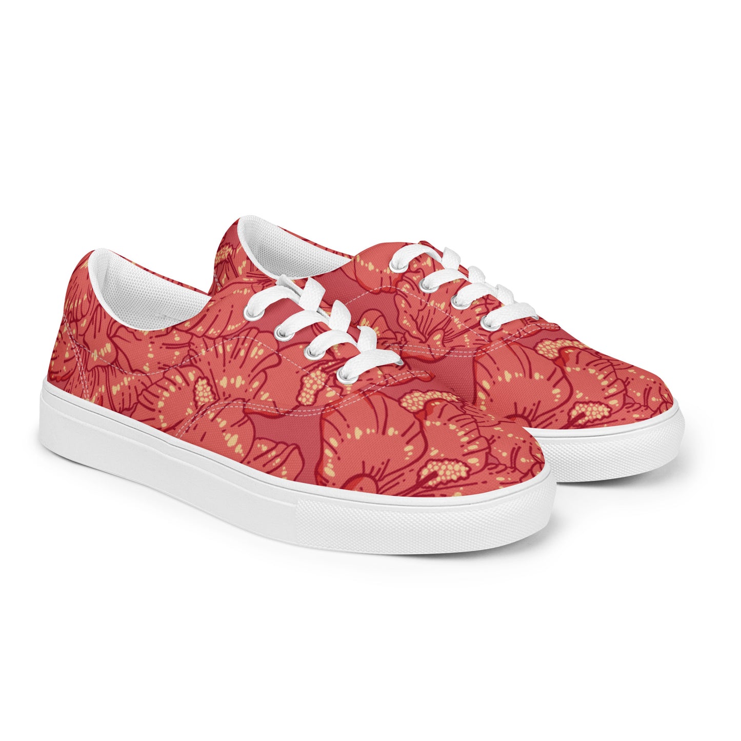 Red Hibiscus Men’s Lace-Up Shoes