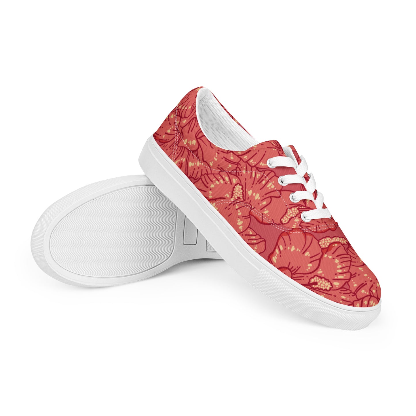 Red Hibiscus Men’s Lace-Up Shoes