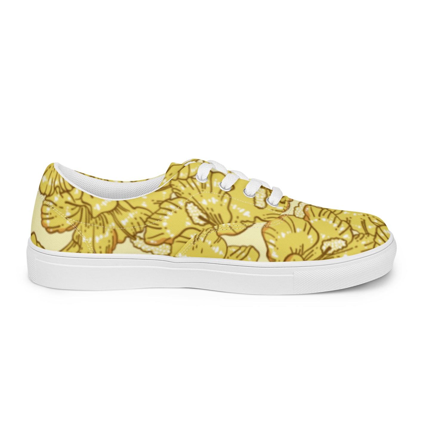 Gold Hibiscus Men’s Lace-Up Shoes