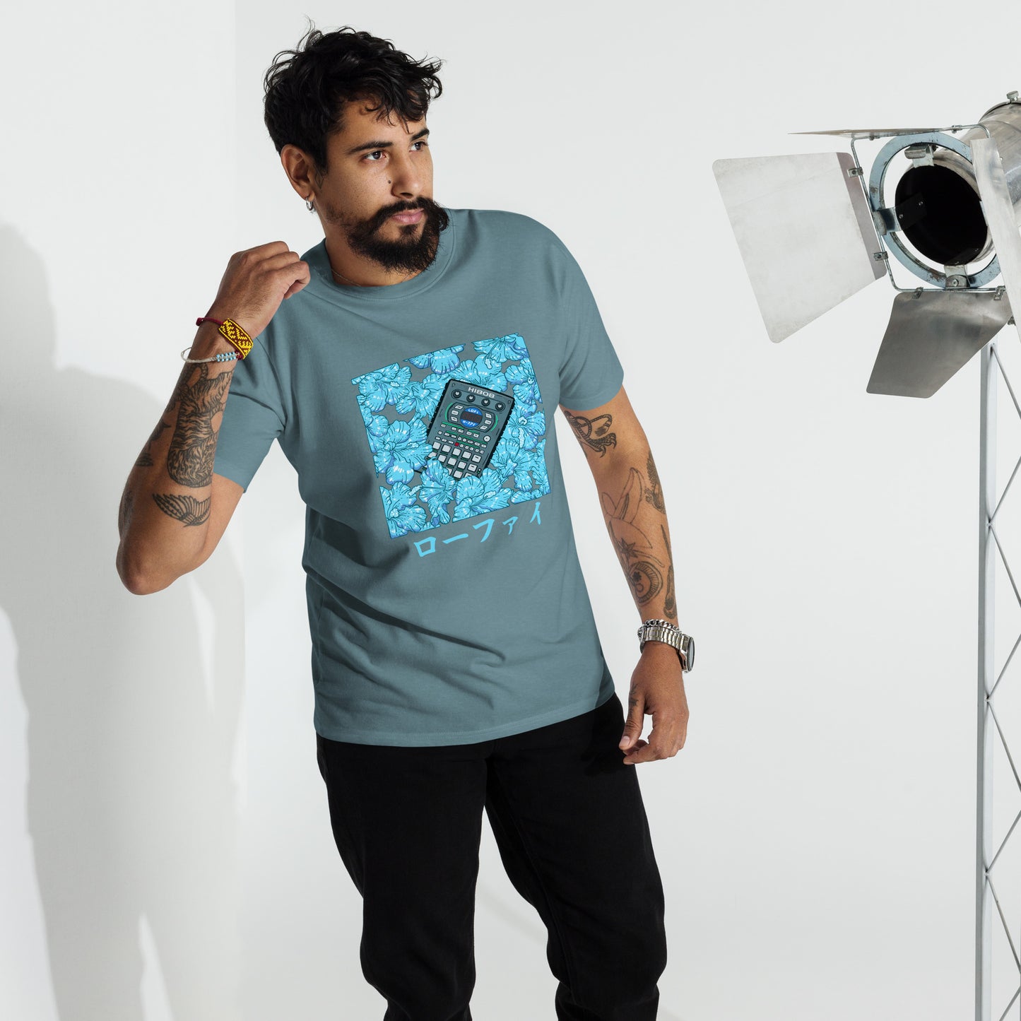 Blue Hibiscus 808 Men’s Premium Heavyweight Tee