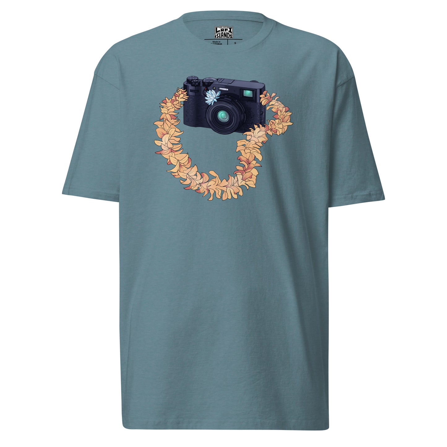 Vintage Camera Flower Lei Men’s Premium Heavyweight Tee