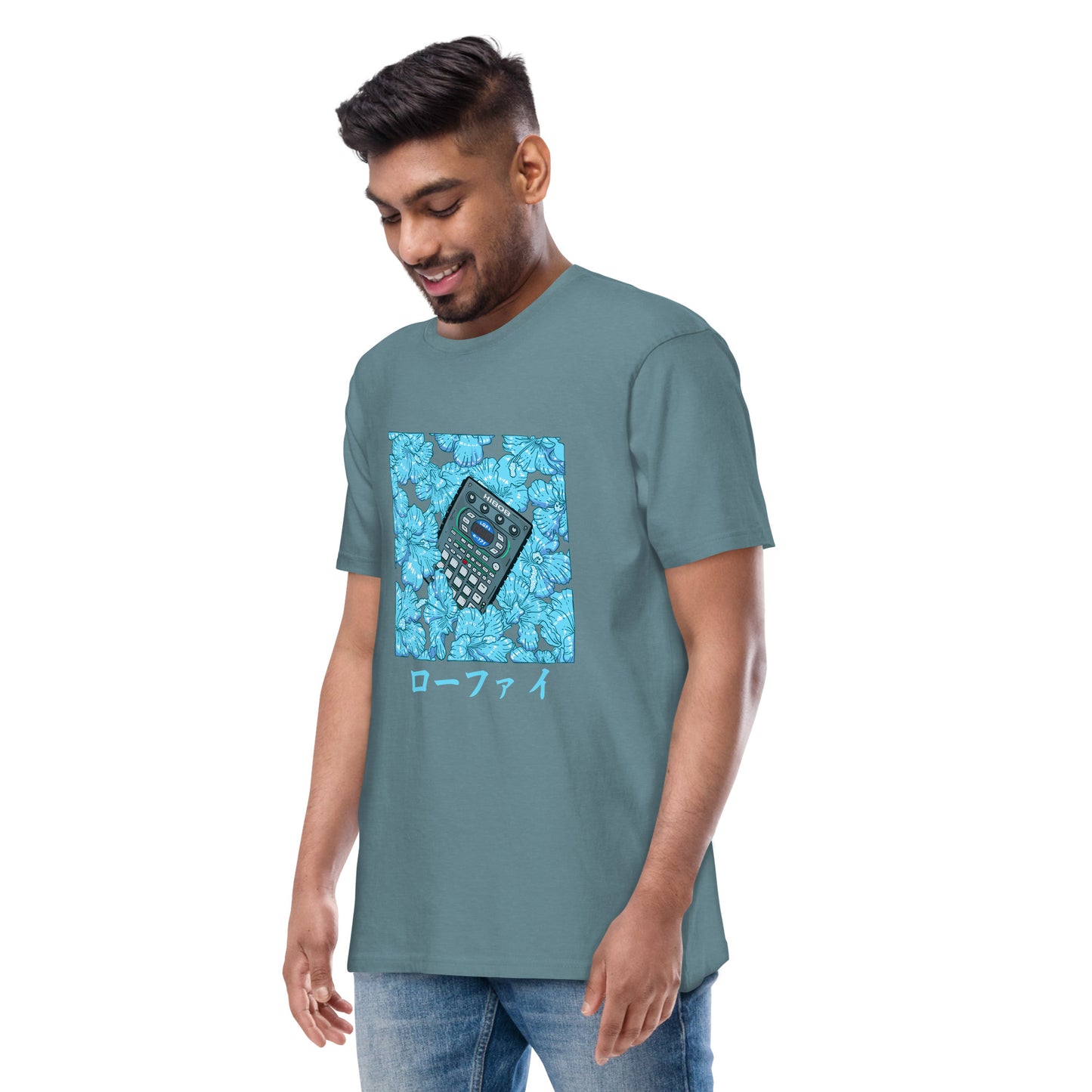 Blue Hibiscus 808 Men’s Premium Heavyweight Tee