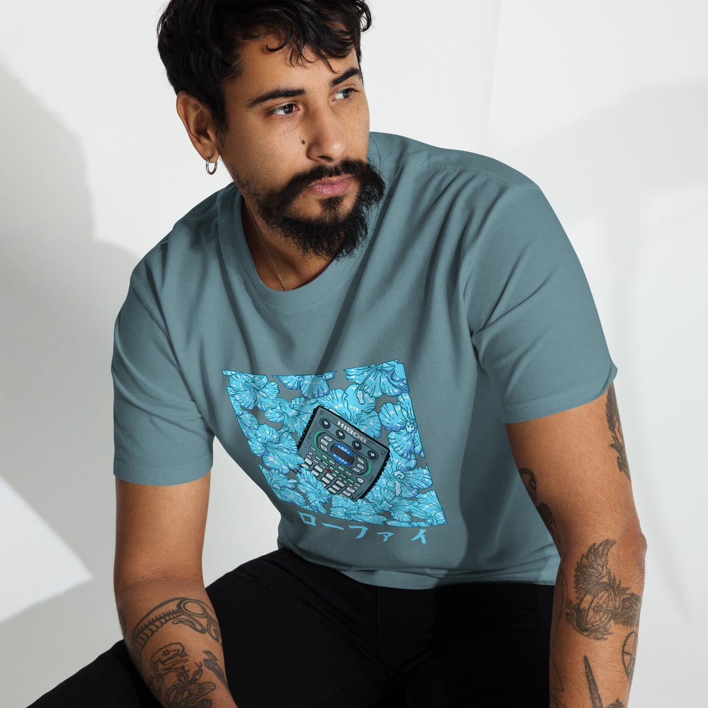 Blue Hibiscus 808 Men’s Premium Heavyweight Tee