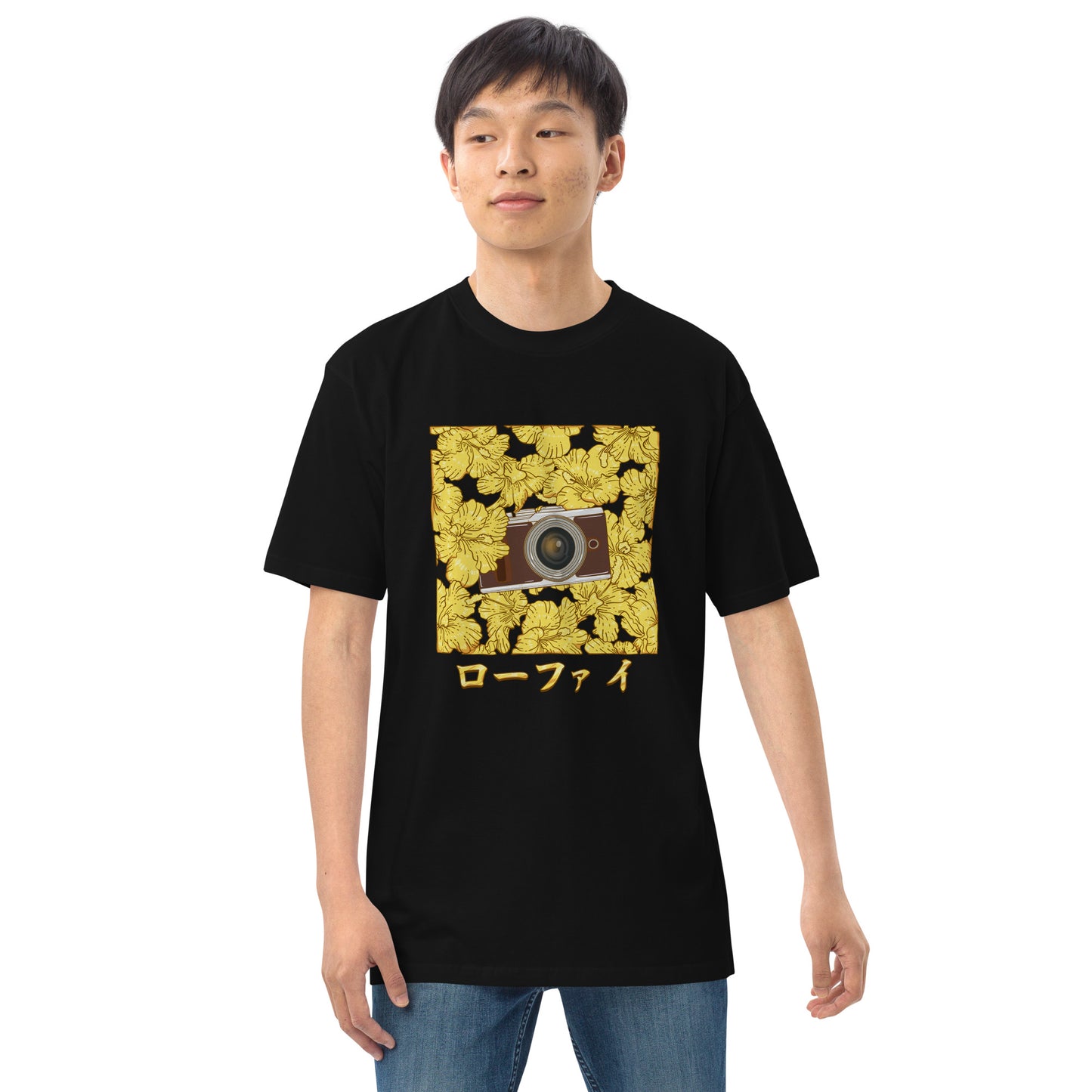 Lo-Fi Gold Hibiscus Men’s Premium Heavyweight Tee