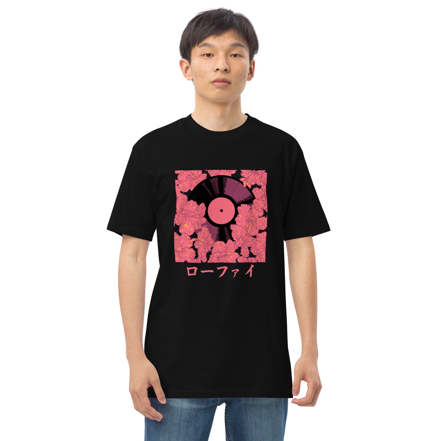 Lo-Fi Red Hibiscus Men’s Premium Heavyweight Tee