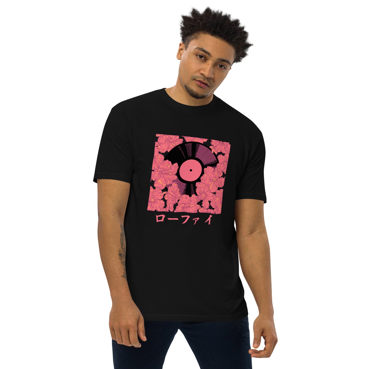 Lo-Fi Red Hibiscus Men’s Premium Heavyweight Tee