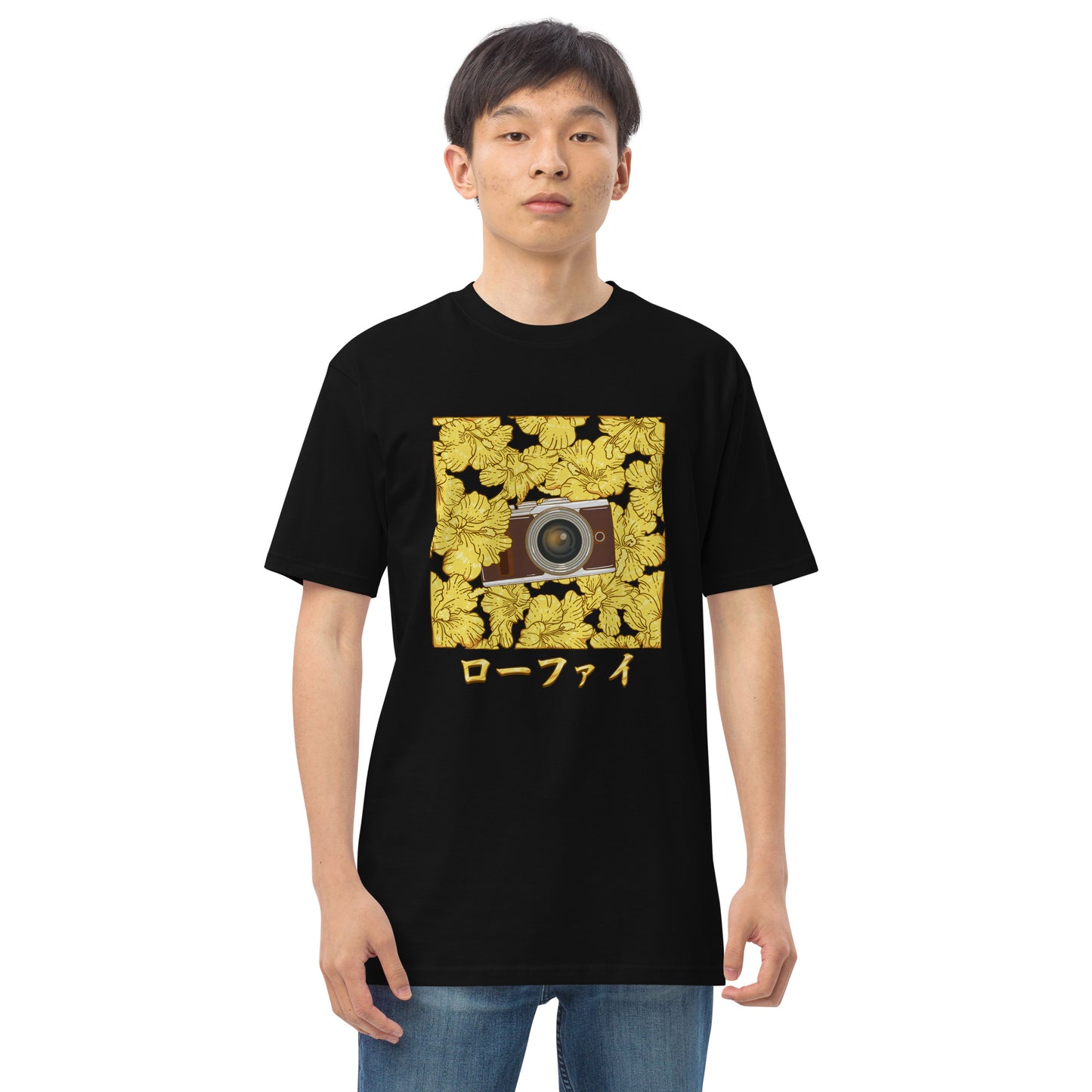 Lo-Fi Gold Hibiscus Men’s Premium Heavyweight Tee