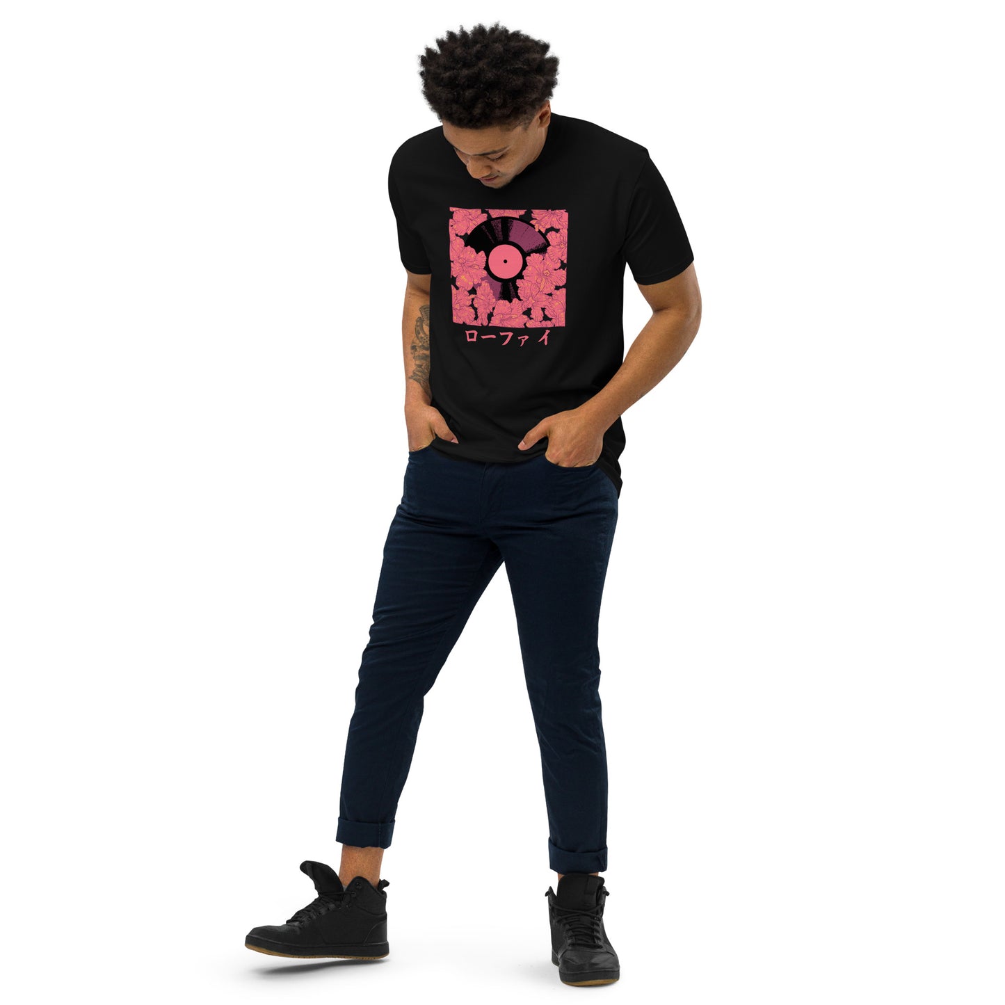 Lo-Fi Red Hibiscus Men’s Premium Heavyweight Tee