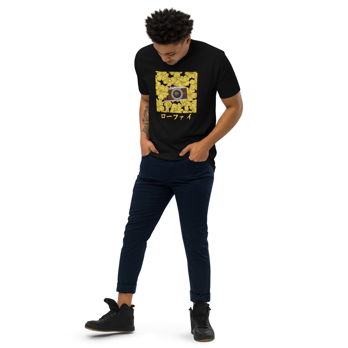 Lo-Fi Gold Hibiscus Men’s Premium Heavyweight Tee