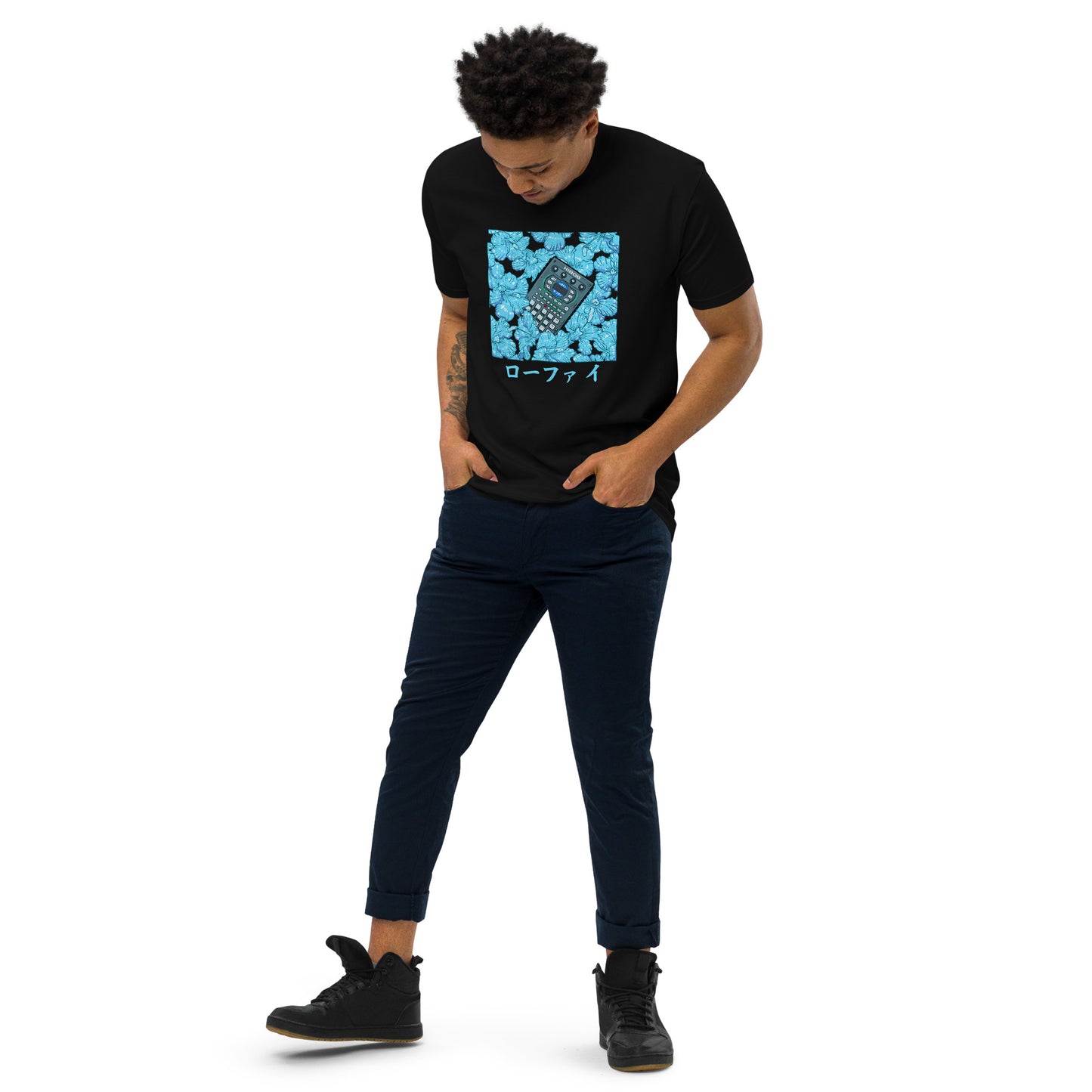 Blue Hibiscus 808 Men’s Premium Heavyweight Tee