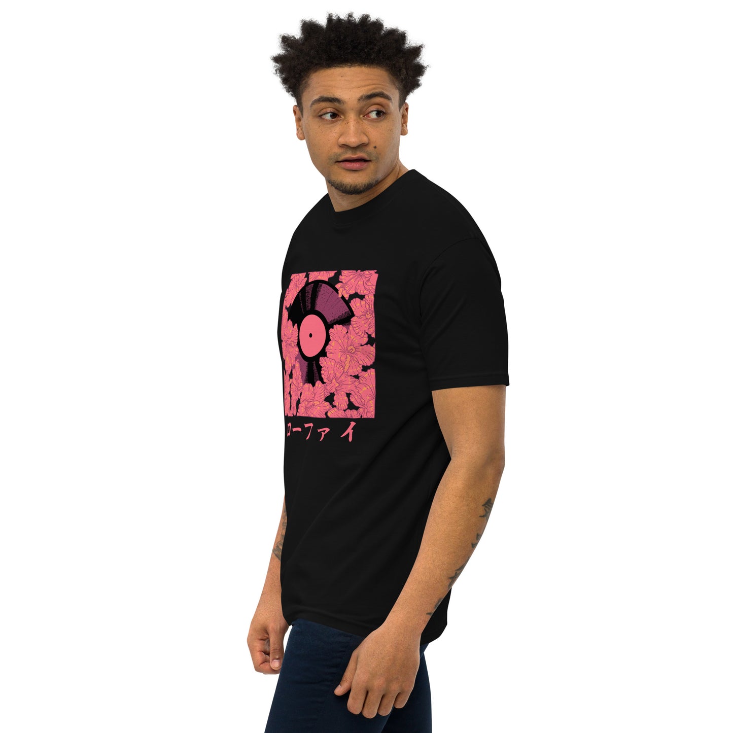 Lo-Fi Red Hibiscus Men’s Premium Heavyweight Tee