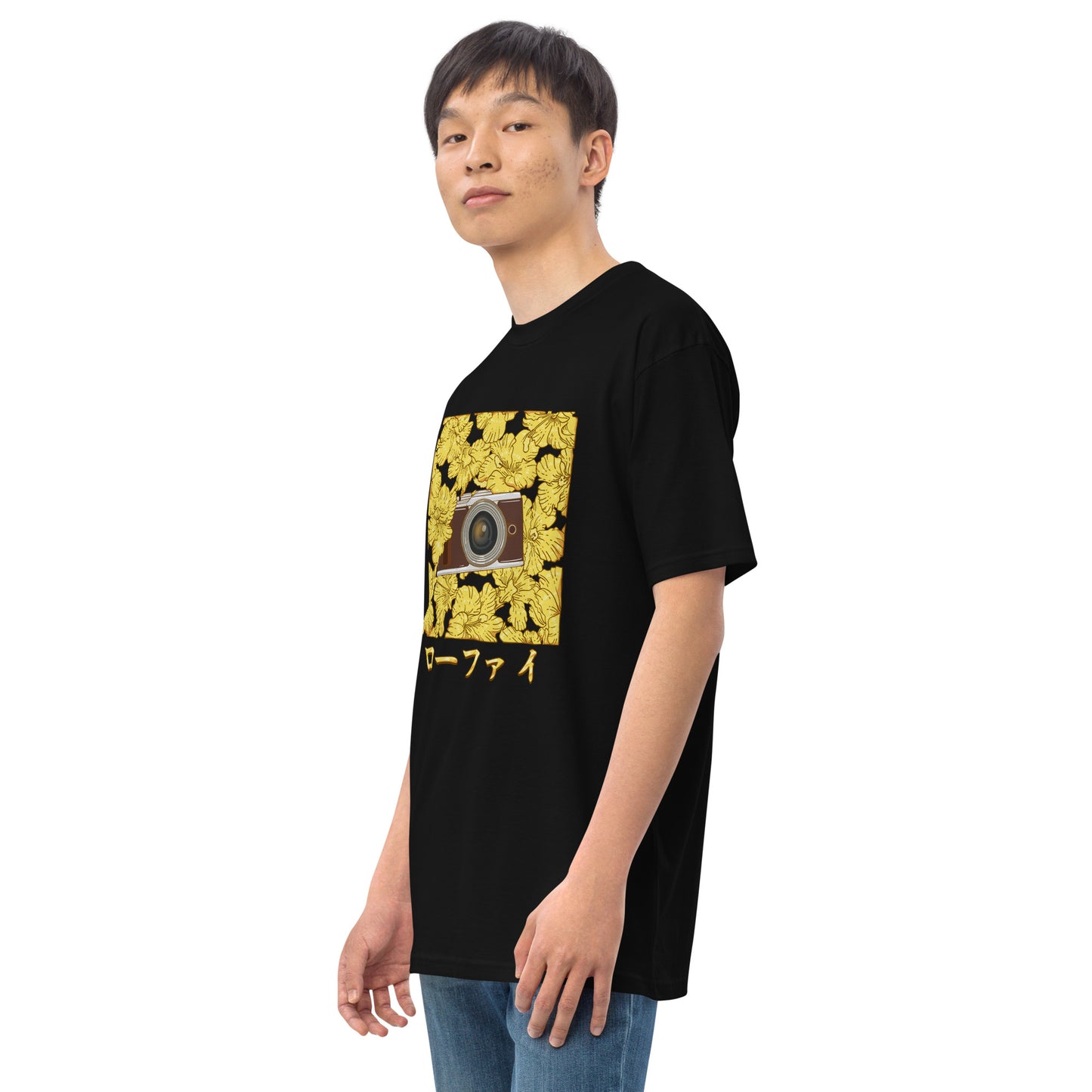 Lo-Fi Gold Hibiscus Men’s Premium Heavyweight Tee