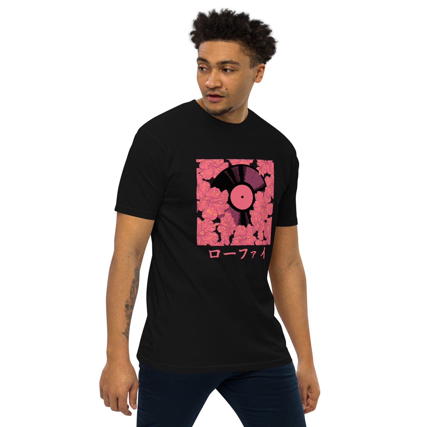 Lo-Fi Red Hibiscus Men’s Premium Heavyweight Tee