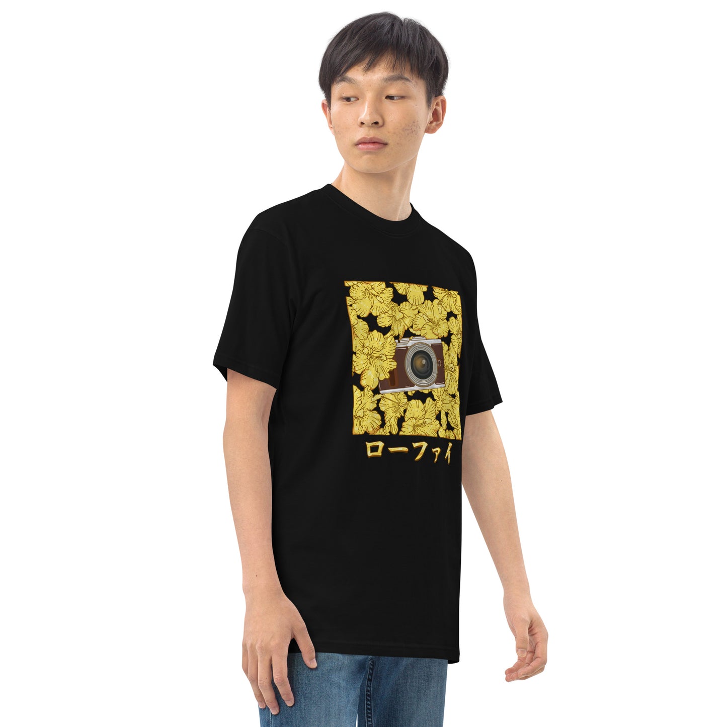 Lo-Fi Gold Hibiscus Men’s Premium Heavyweight Tee